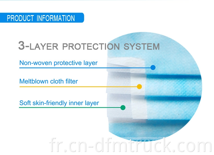 Prix ​​d'usine masques chirurgicaux jetables d'hôpital masque facial 3 plis earloop pour adulte